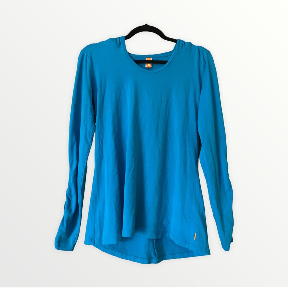 Lucy Blue Long Sleeve Top with Hood
